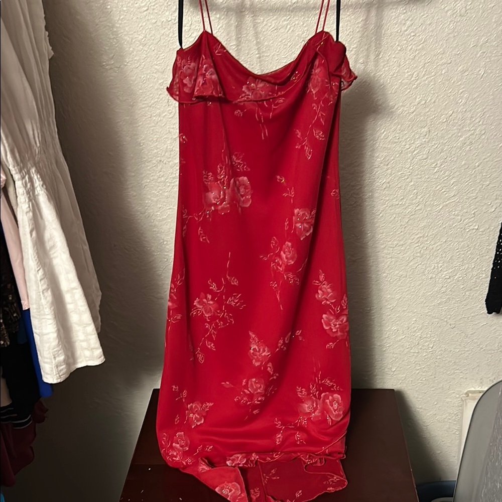 90s Byer Too Red Floral Slip Dress